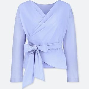 Blue Uniqlo Wrap Blouse